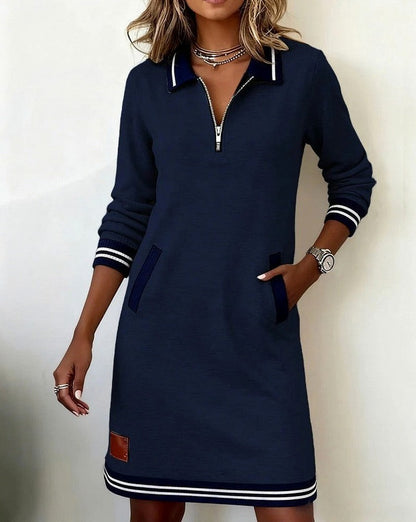Knit Half Zip Collared Mini Dress