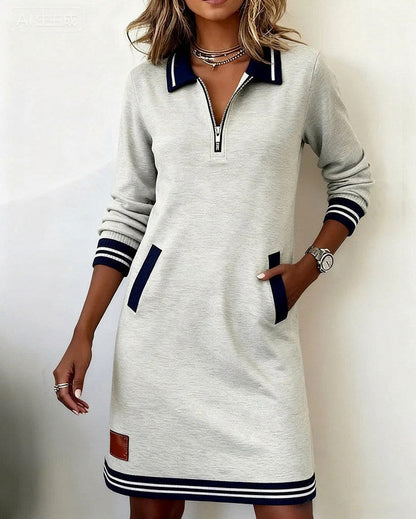 Knit Half Zip Collared Mini Dress
