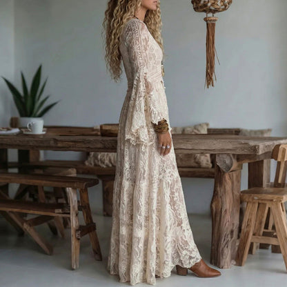 Lace Bell Sleeve Maxi Dress