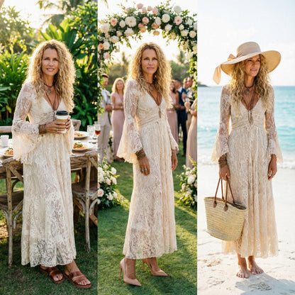 Lace Bell Sleeve Maxi Dress