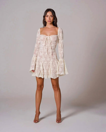 Lace Corset Flare Sleeve Mini Dress