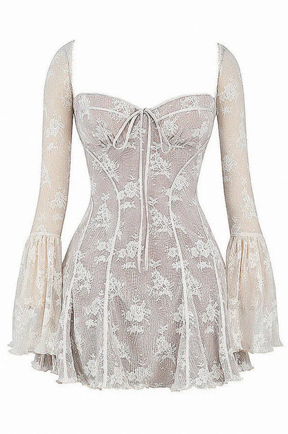 Lace Corset Flare Sleeve Mini Dress