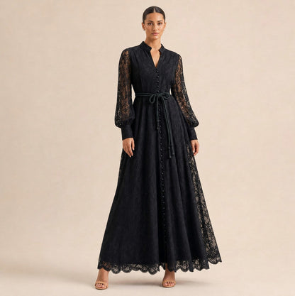 Lace Long Sleeve Maxi Dress