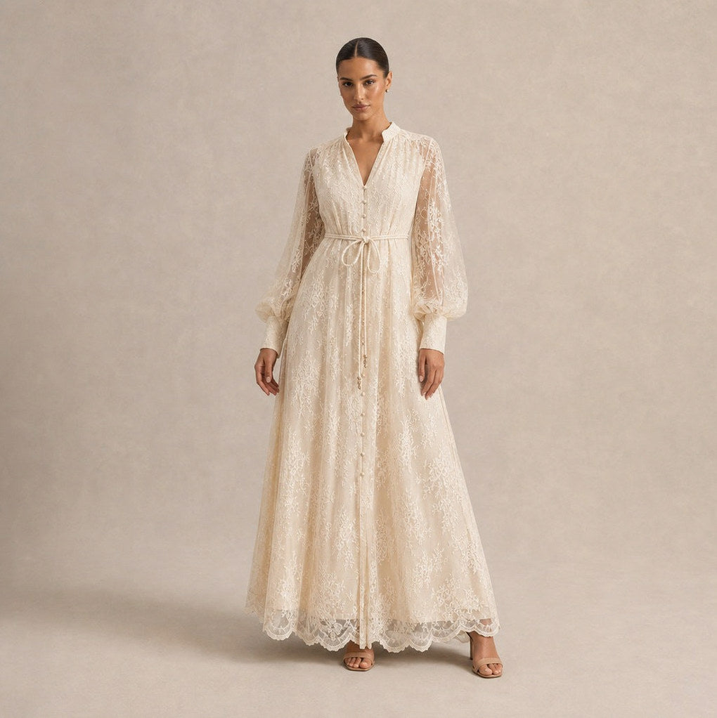 Lace Long Sleeve Maxi Dress