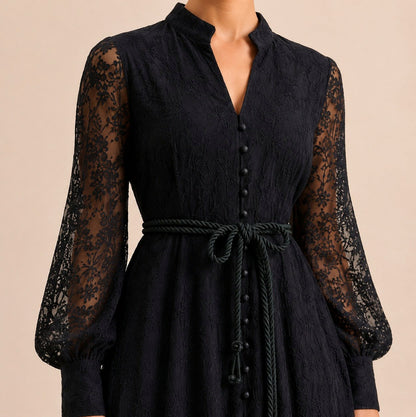 Lace Long Sleeve Maxi Dress
