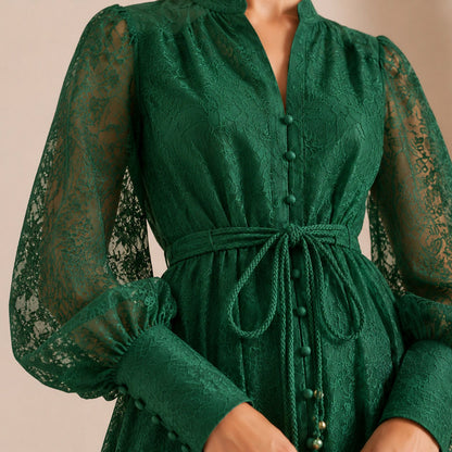 Lace Long Sleeve Maxi Dress