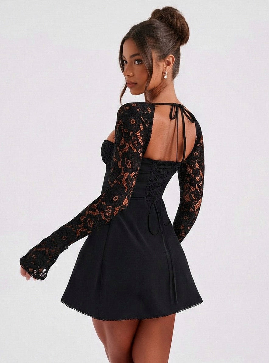 Lace Long Sleeve Mini Dress