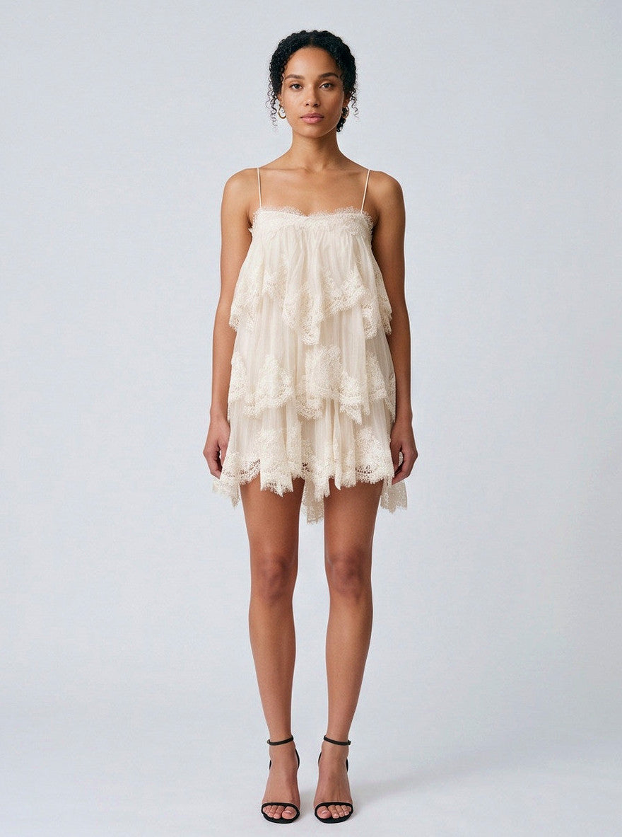 Lace Tiered Babydoll Mini Dress