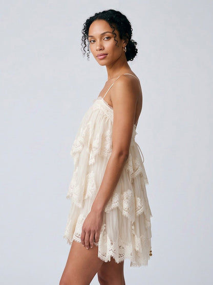 Lace Tiered Babydoll Mini Dress