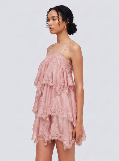 Lace Tiered Babydoll Mini Dress