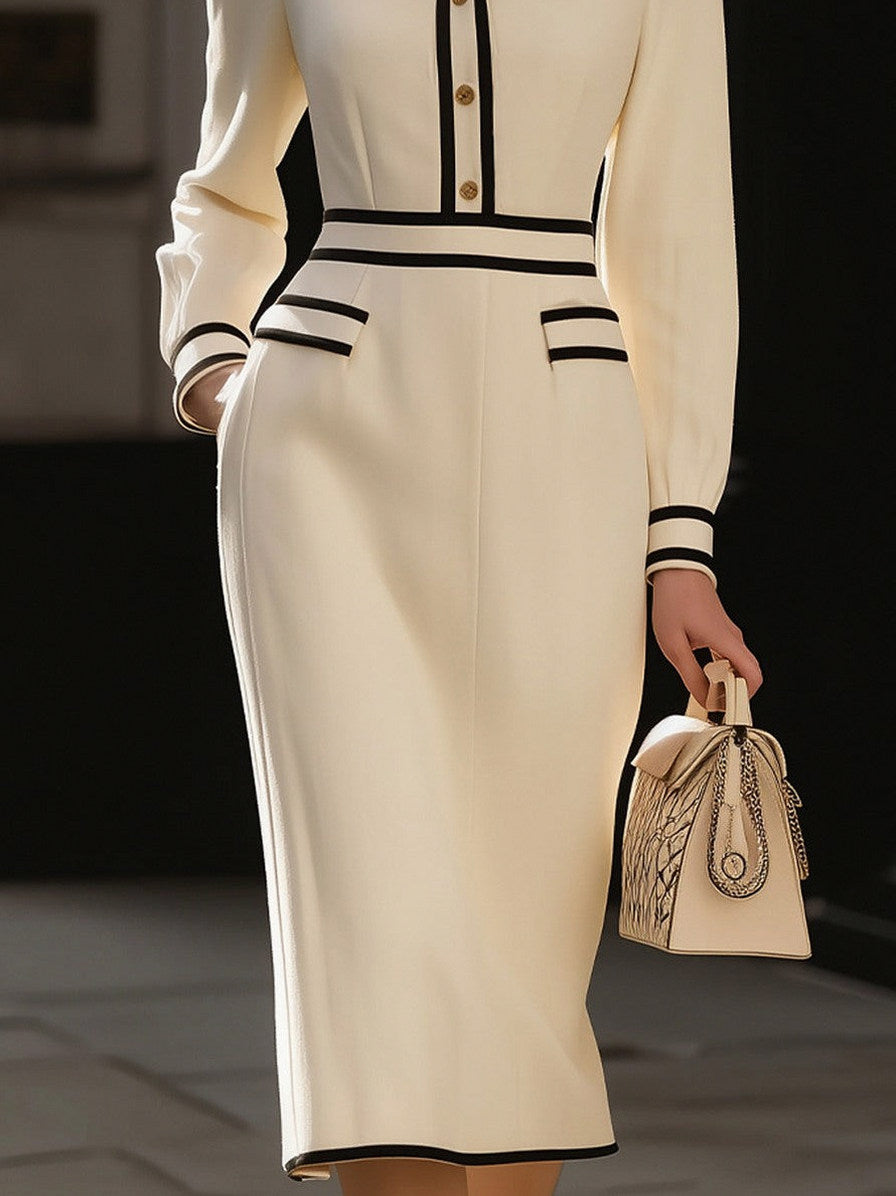 Long Sleeve Collared Midi Dress