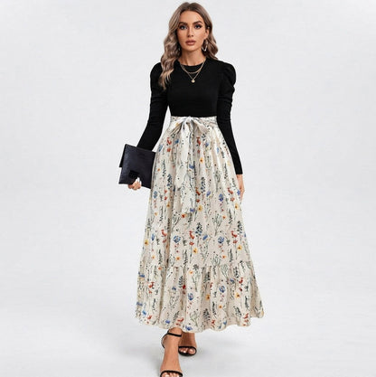Long Sleeve Ditsy Floral Tiered Maxi Dress