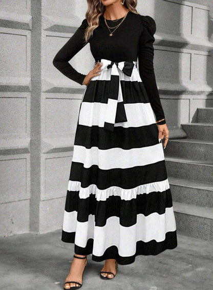 Long Sleeve Ditsy Floral Tiered Maxi Dress