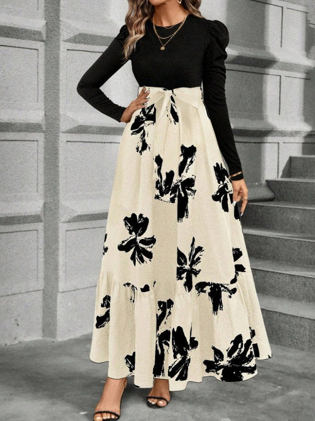 Long Sleeve Ditsy Floral Tiered Maxi Dress