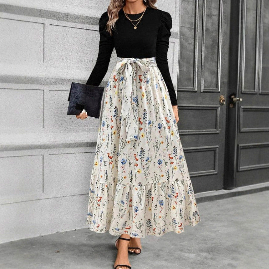 Long Sleeve Ditsy Floral Tiered Maxi Dress