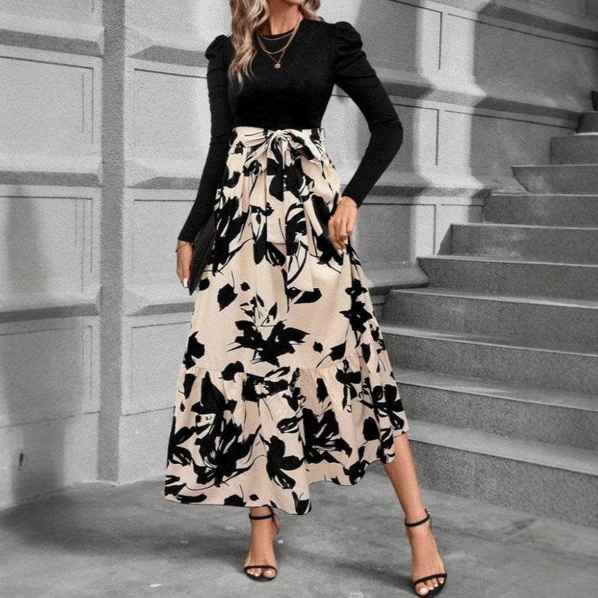 Long Sleeve Ditsy Floral Tiered Maxi Dress