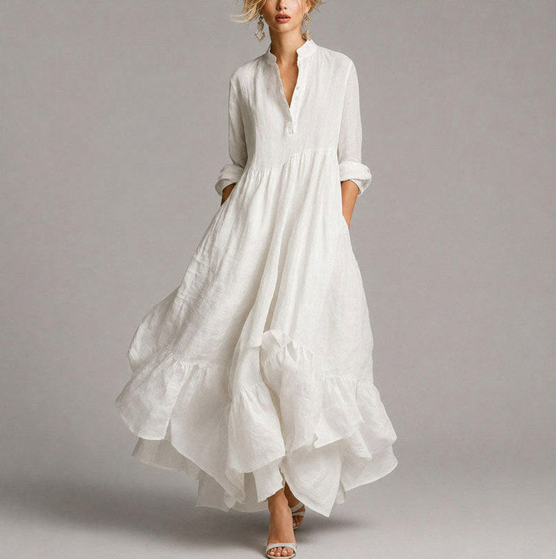 Long Sleeve Empire Waist Tiered Maxi Dress