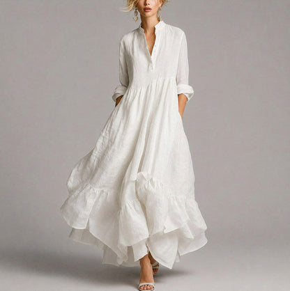 Long Sleeve Empire Waist Tiered Maxi Dress