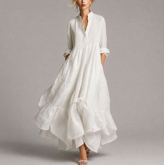 Long Sleeve Empire Waist Tiered Maxi Dress