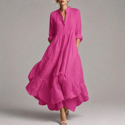Long Sleeve Empire Waist Tiered Maxi Dress