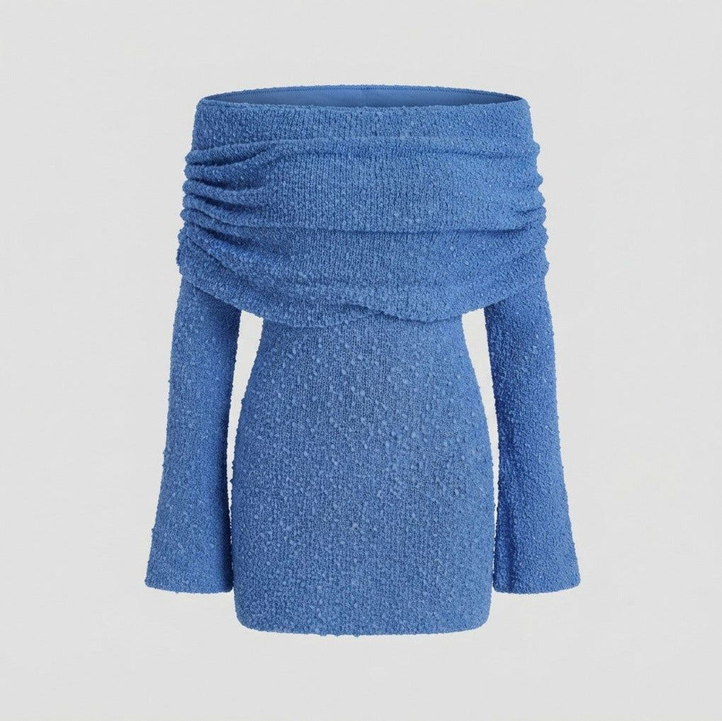 Long Sleeve Off Shoulder Knit Mini Dress