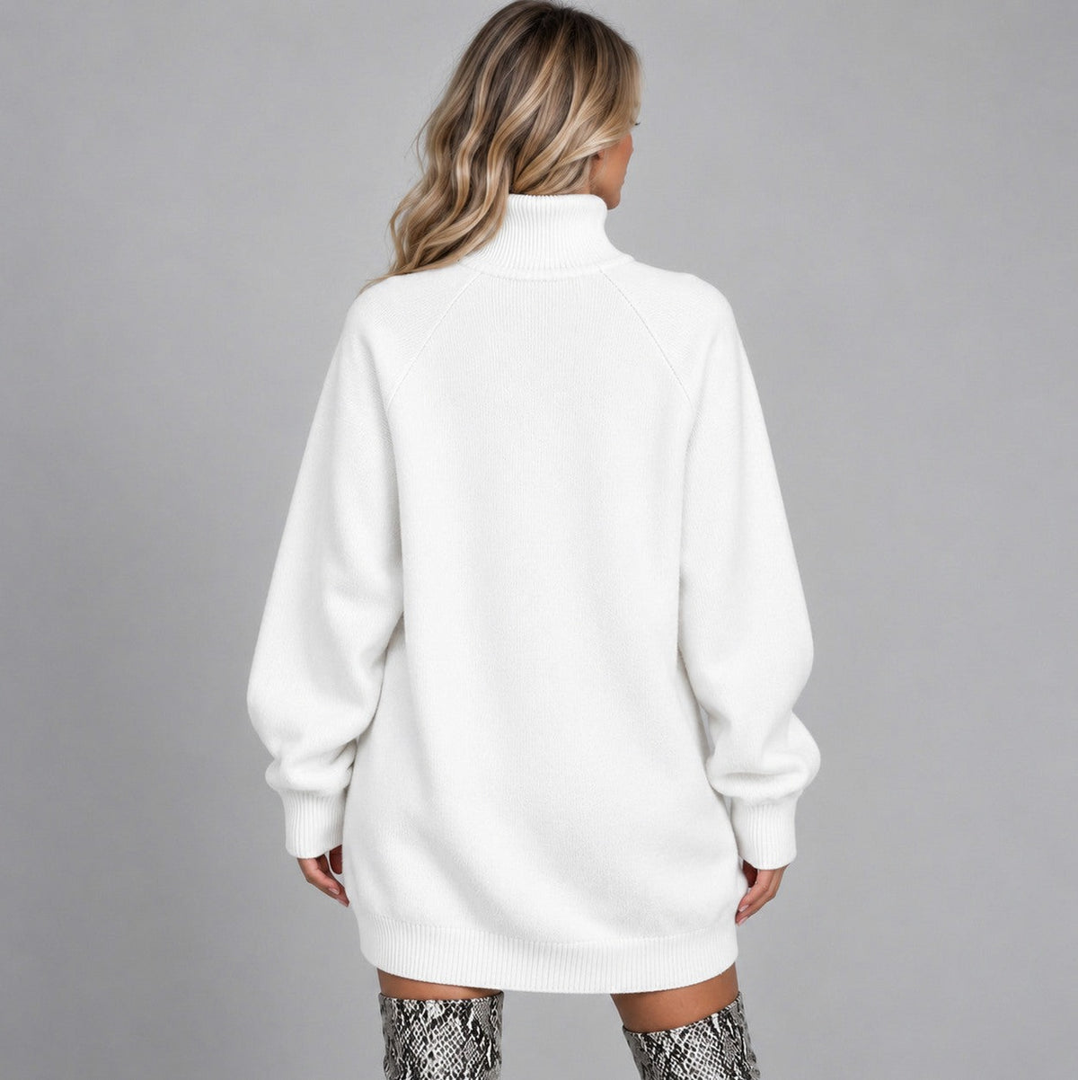 Long Sleeve Turtleneck Oversized Mini Sweater Dress