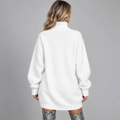 Long Sleeve Turtleneck Oversized Mini Sweater Dress
