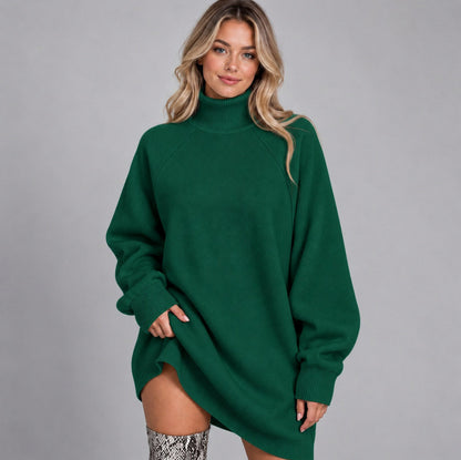 Long Sleeve Turtleneck Oversized Mini Sweater Dress