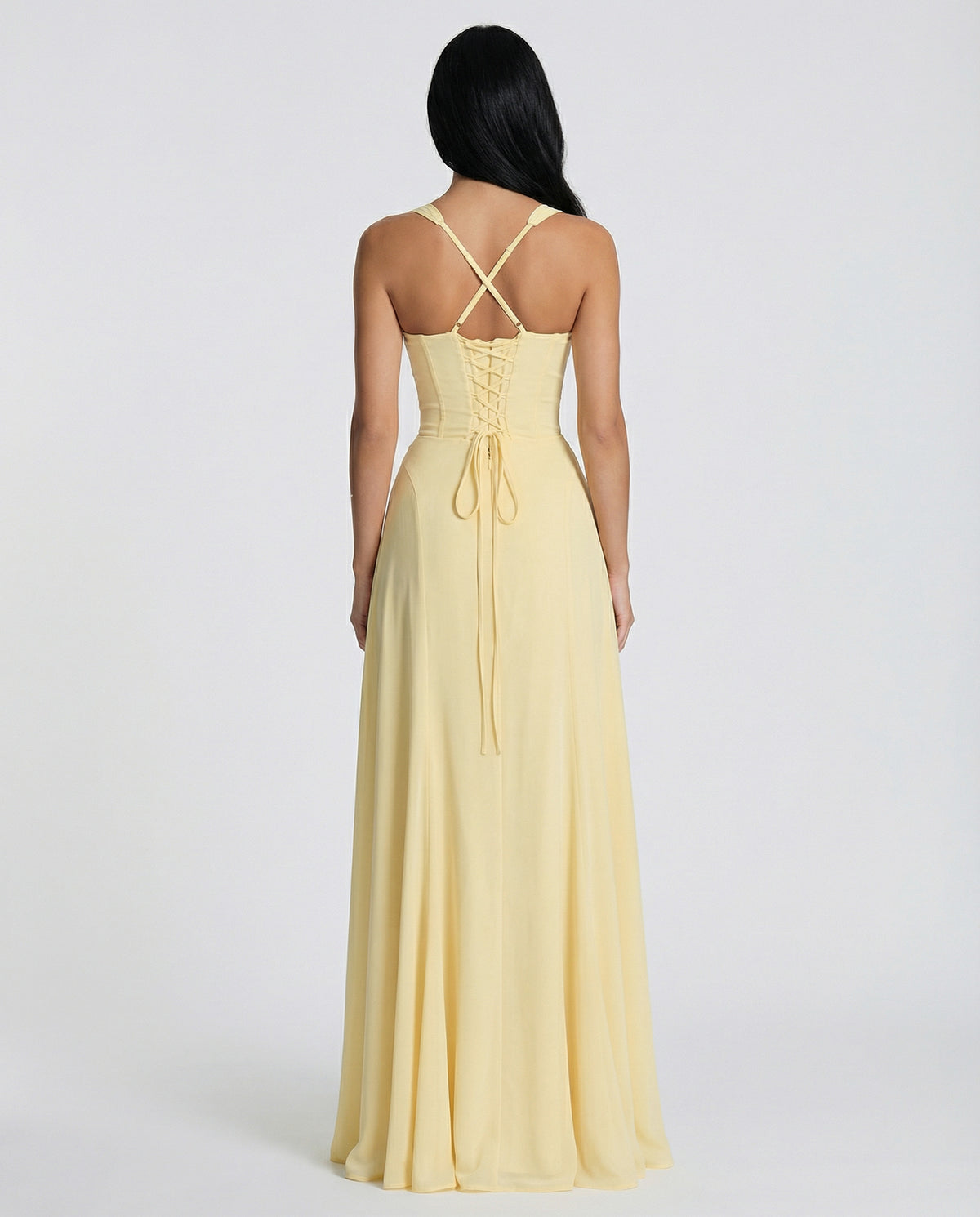 Maxi Dress with Corset Bodice and Lace-Up Back