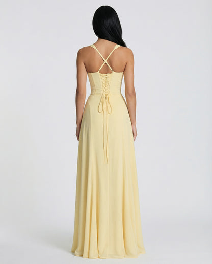 Maxi Dress with Corset Bodice and Lace-Up Back