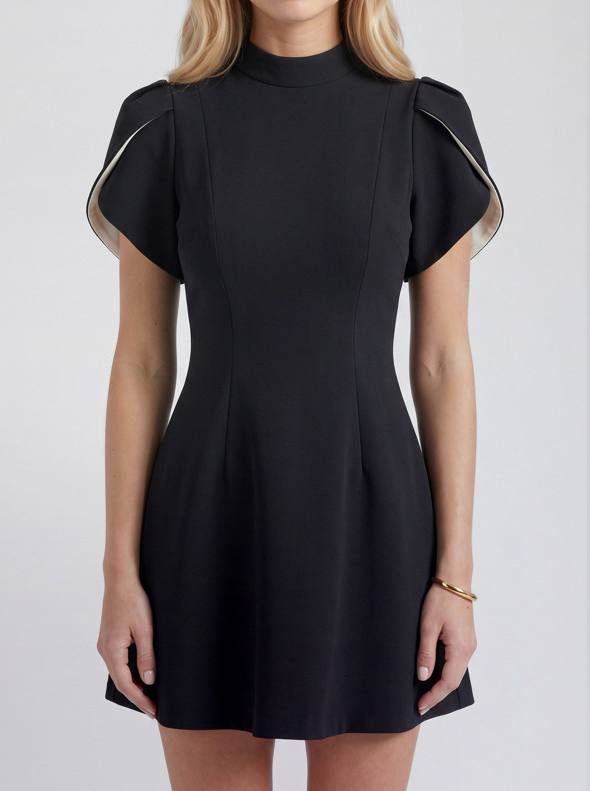Mock Neck Tulip Sleeve Mini Dress