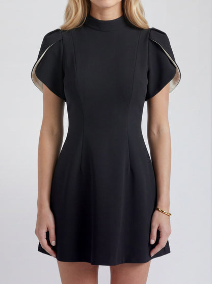 Mock Neck Tulip Sleeve Mini Dress