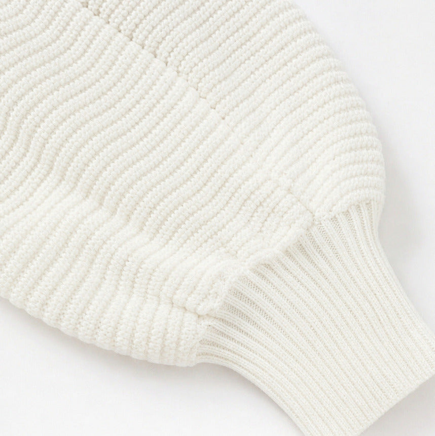Pointelle Wave Batwing Sweater