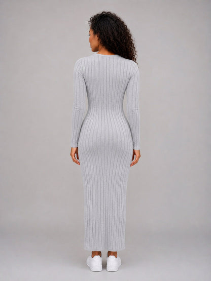 Ribbed Long Sleeve Maxi Dress