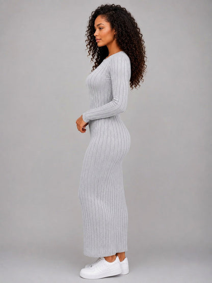 Ribbed Long Sleeve Maxi Dress