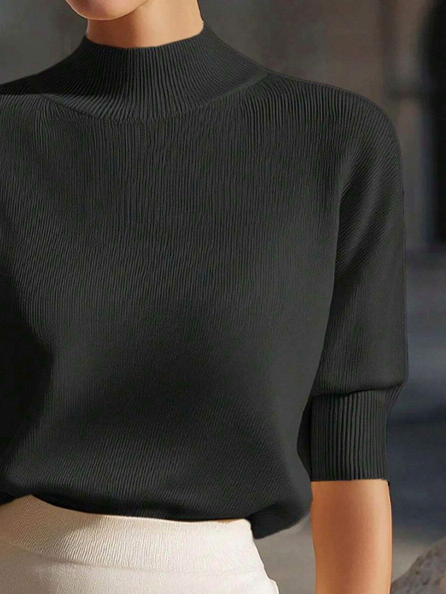 Ribbed Mock Neck Knit Top