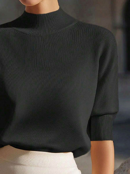 Ribbed Mock Neck Knit Top