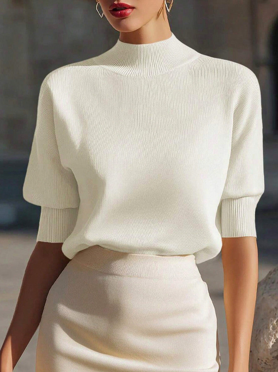 Ribbed Mock Neck Knit Top