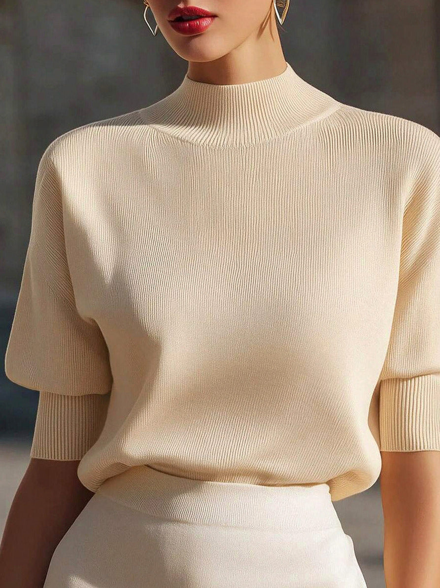 Ribbed Mock Neck Knit Top