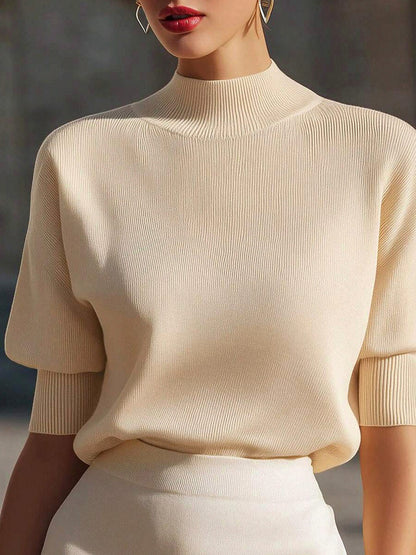 Ribbed Mock Neck Knit Top