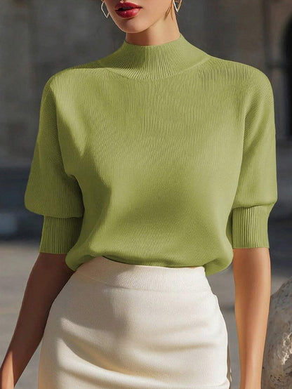 Ribbed Mock Neck Knit Top