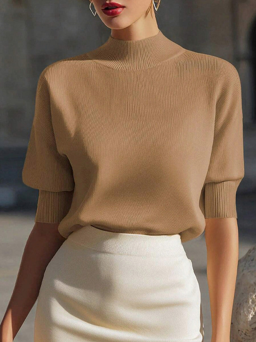 Ribbed Mock Neck Knit Top
