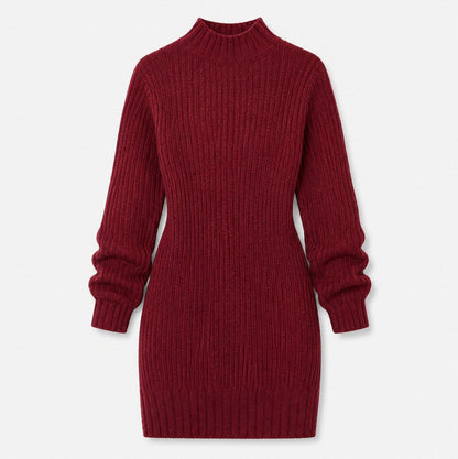 Ribbed Mock Neck Sweater Dress