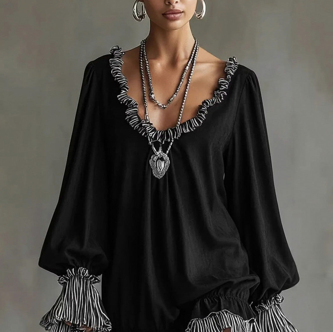Ruffle Long Sleeve Mini Dress