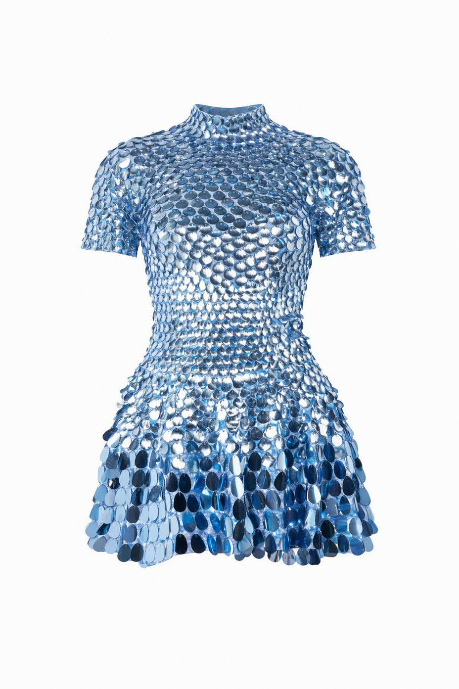 Crystal Mirror Mini – High Neck Mixed Paillette Sequin Dress