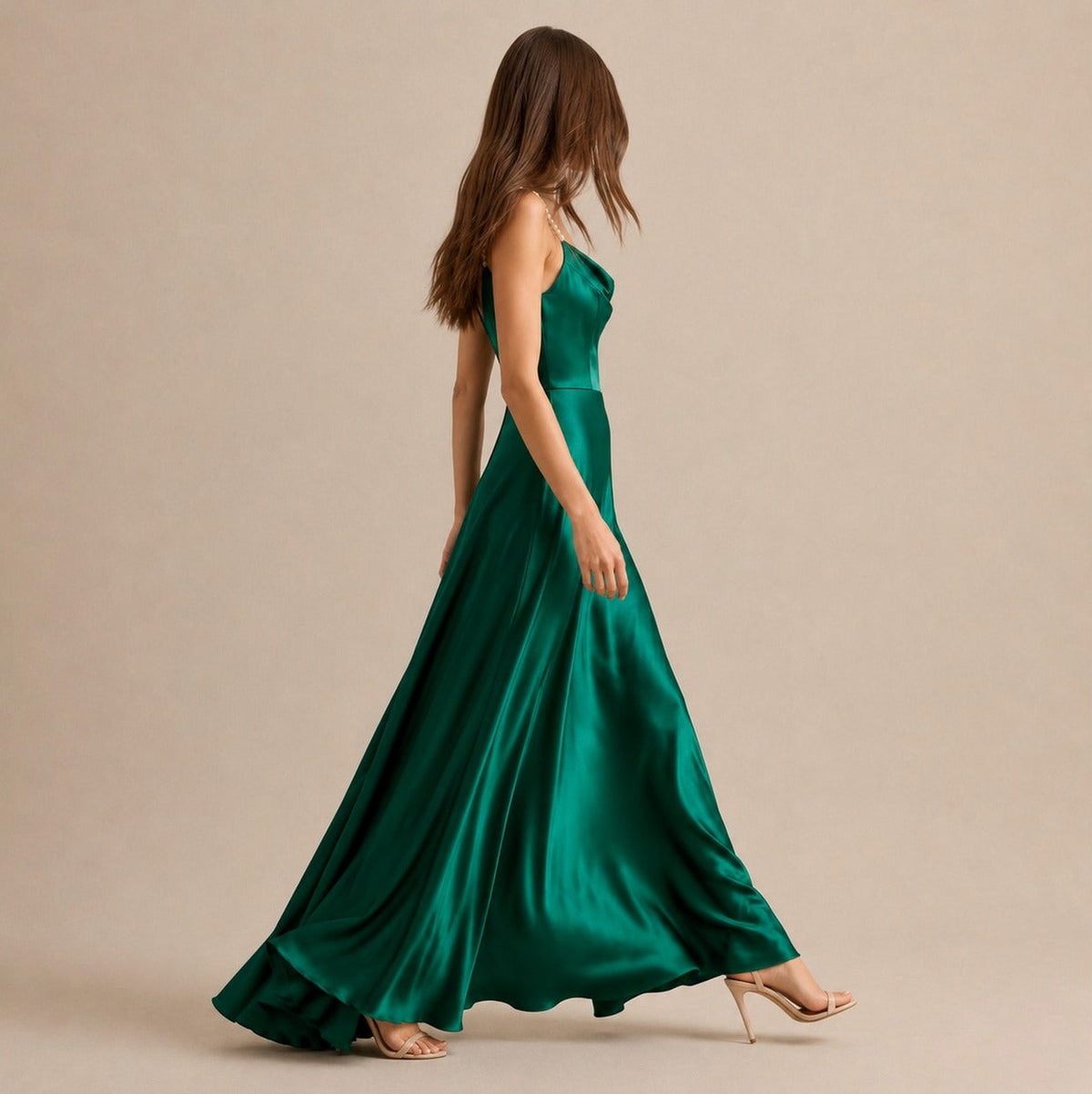 Satin Cowl Neck Maxi Dress