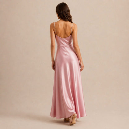 Satin Cowl Neck Maxi Dress