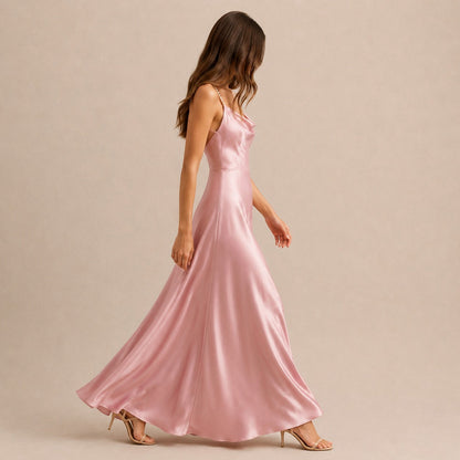 Satin Cowl Neck Maxi Dress