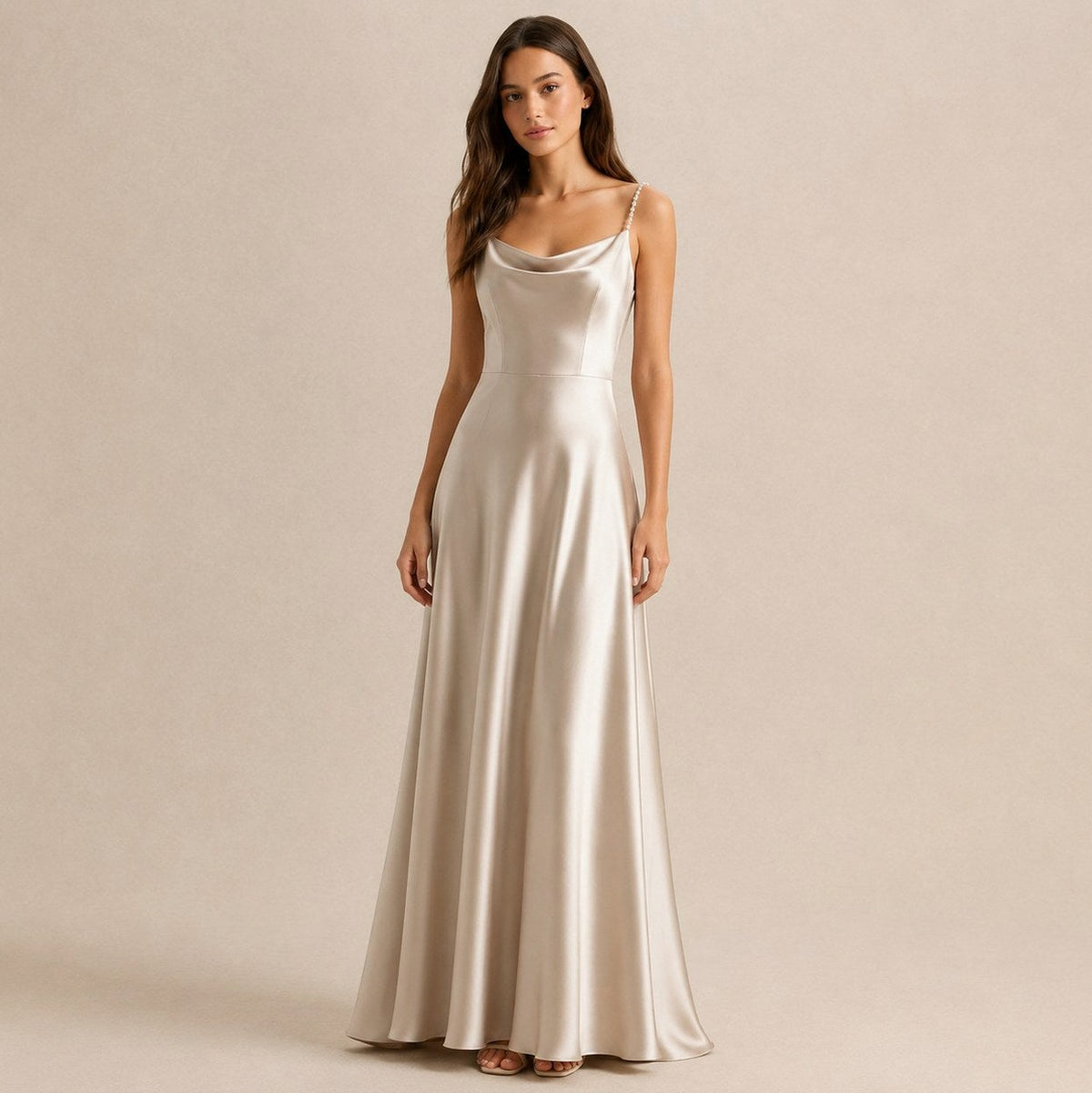 Satin Cowl Neck Maxi Dress