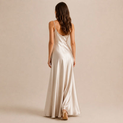 Satin Cowl Neck Maxi Dress
